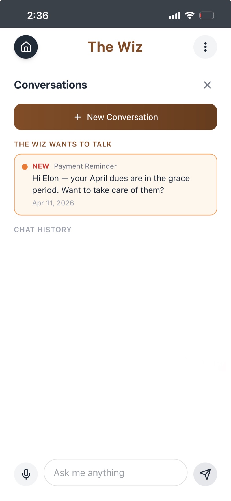 The Wiz reaches out to a resident about dues