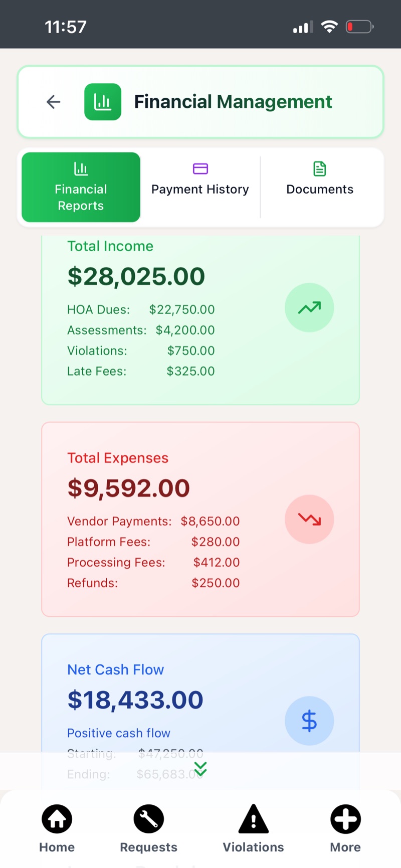 Live financial report